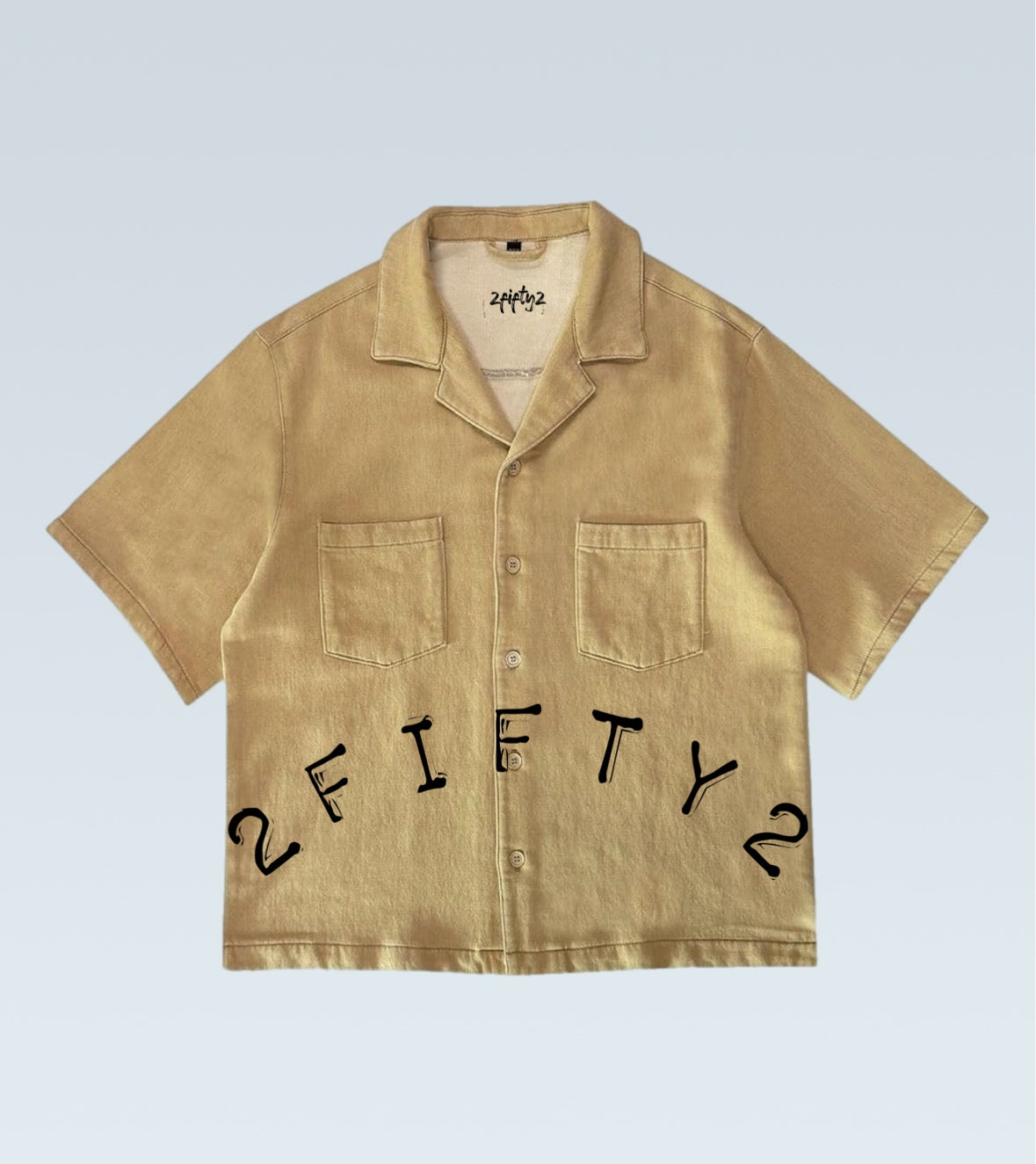 Men’s tan boxy button down shirt by The 2Fifty2 Brand