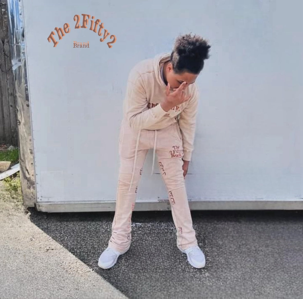 Plus size Unisex acid wash stacked pants jogger set by the 2fifty2 brand