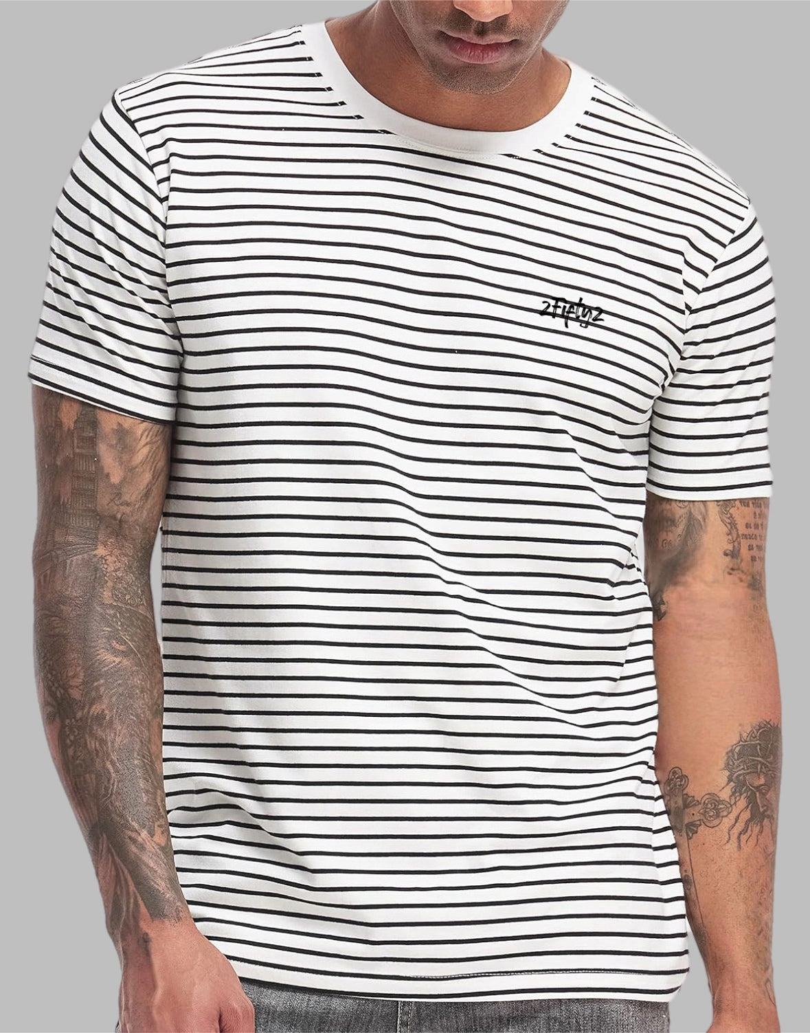 Men’s striped crewneck tee shirt