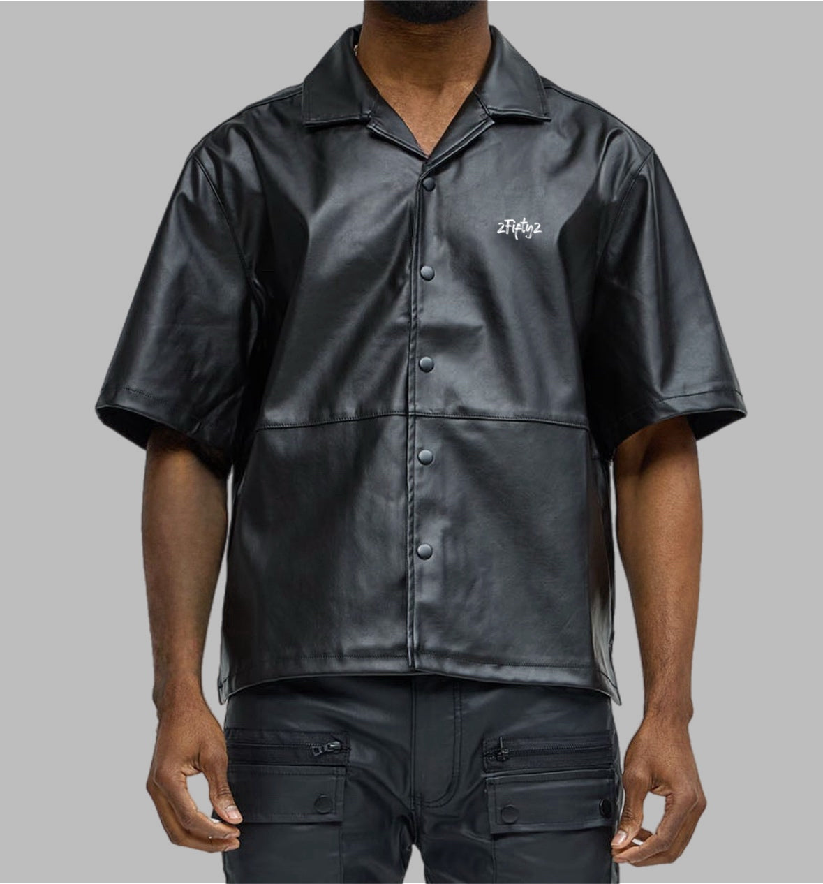 Men’s faux leather button down shirt by 2fifty2
