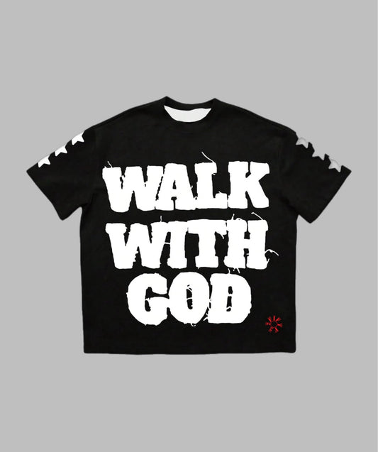 Plus size Heavy weight  “walk with god” tee shirt