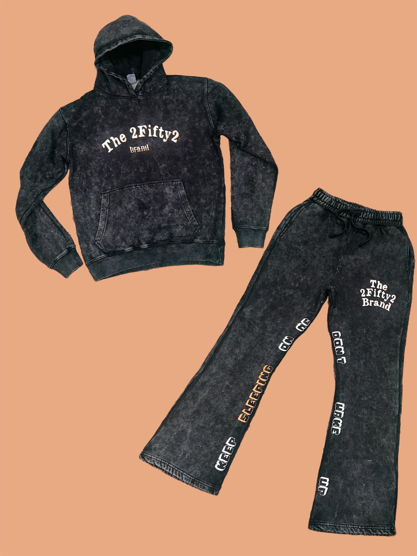 Plus size Unisex acid wash stacked pants jogger set by the 2fifty2 brand
