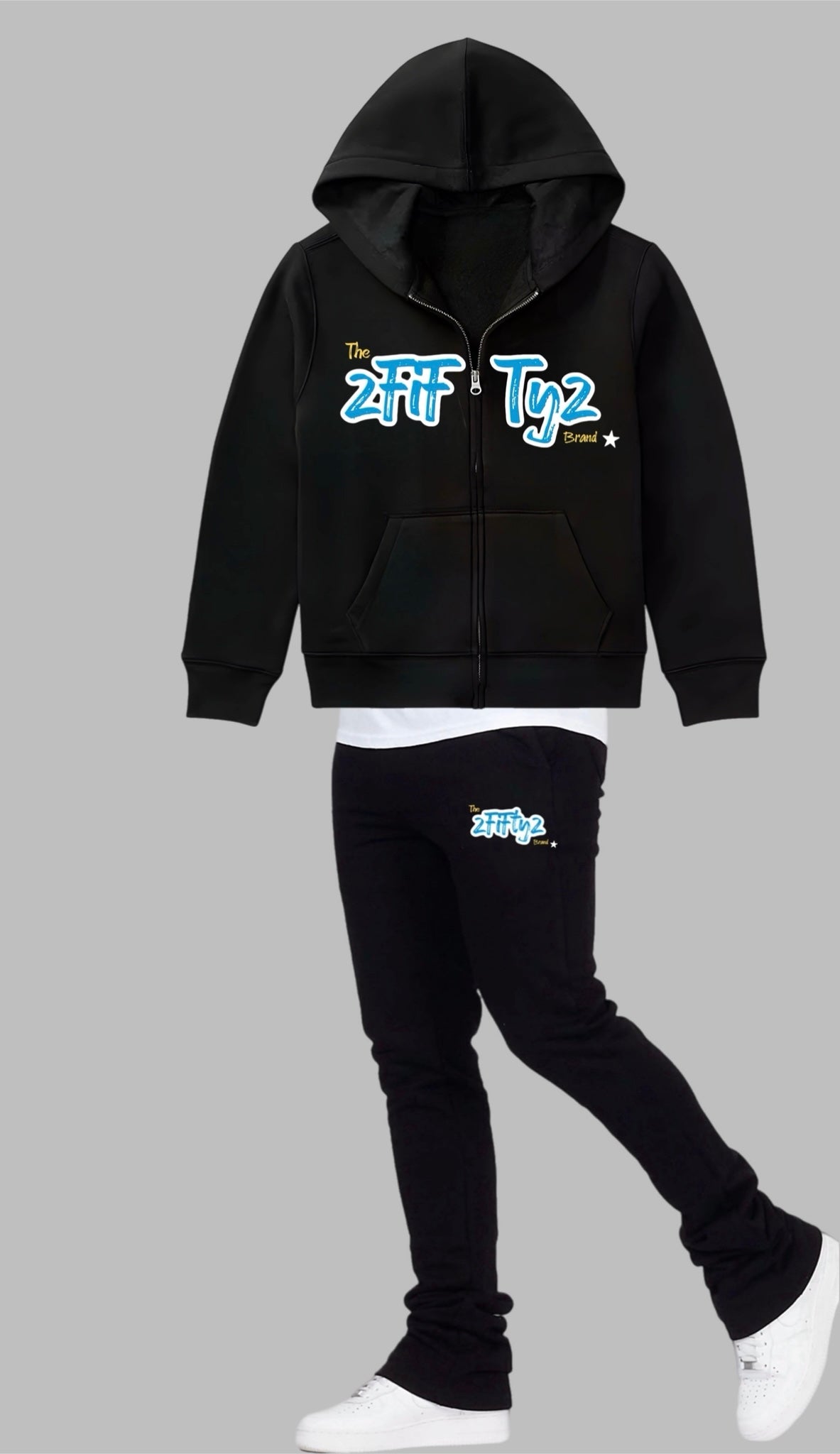 Plus size Men’s flare bottom 2 piece Zip Up Sweatsuit by The 2Fifty2 Brand