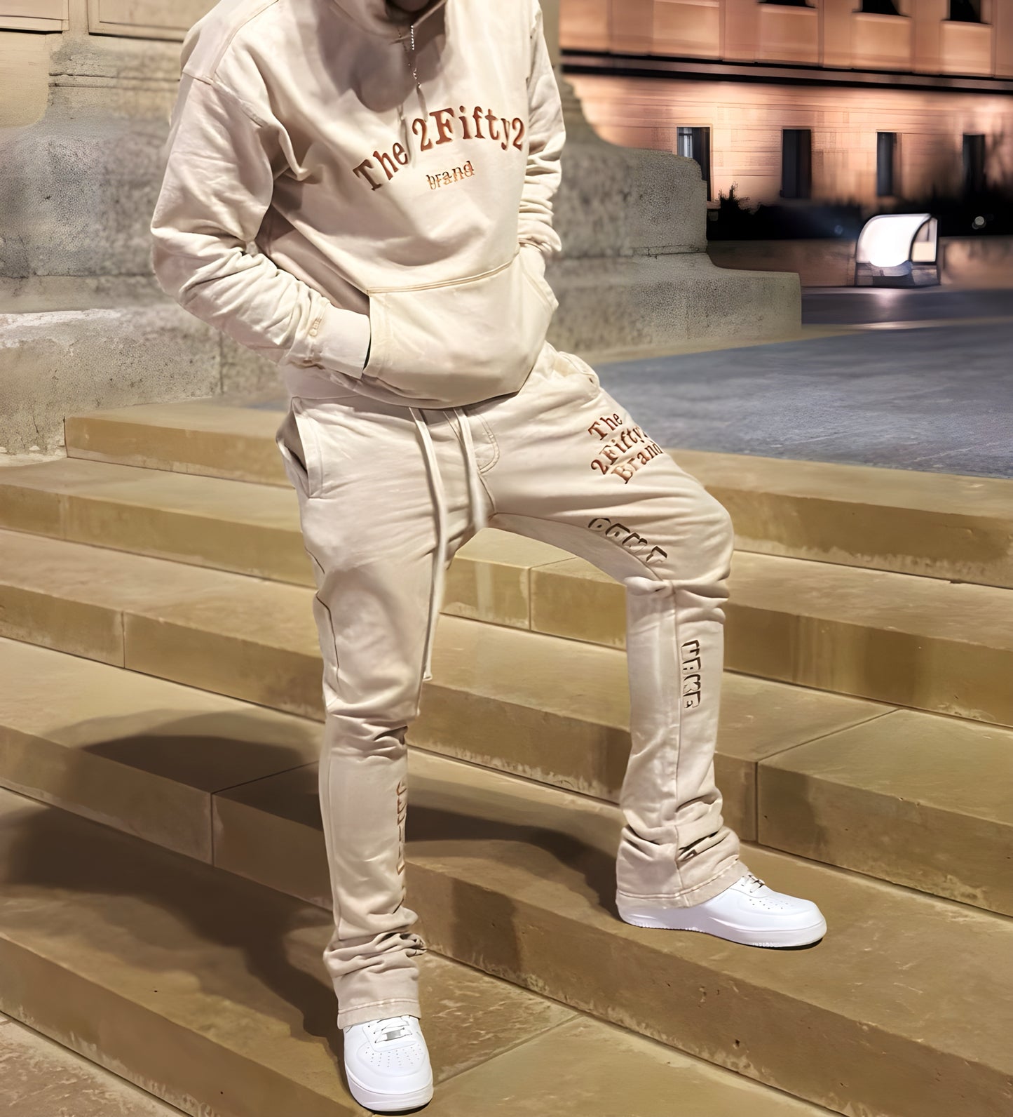 Plus size Unisex acid wash stacked pants jogger set by the 2fifty2 brand