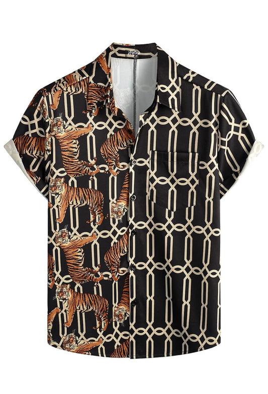 Men’s tiger button down shirt