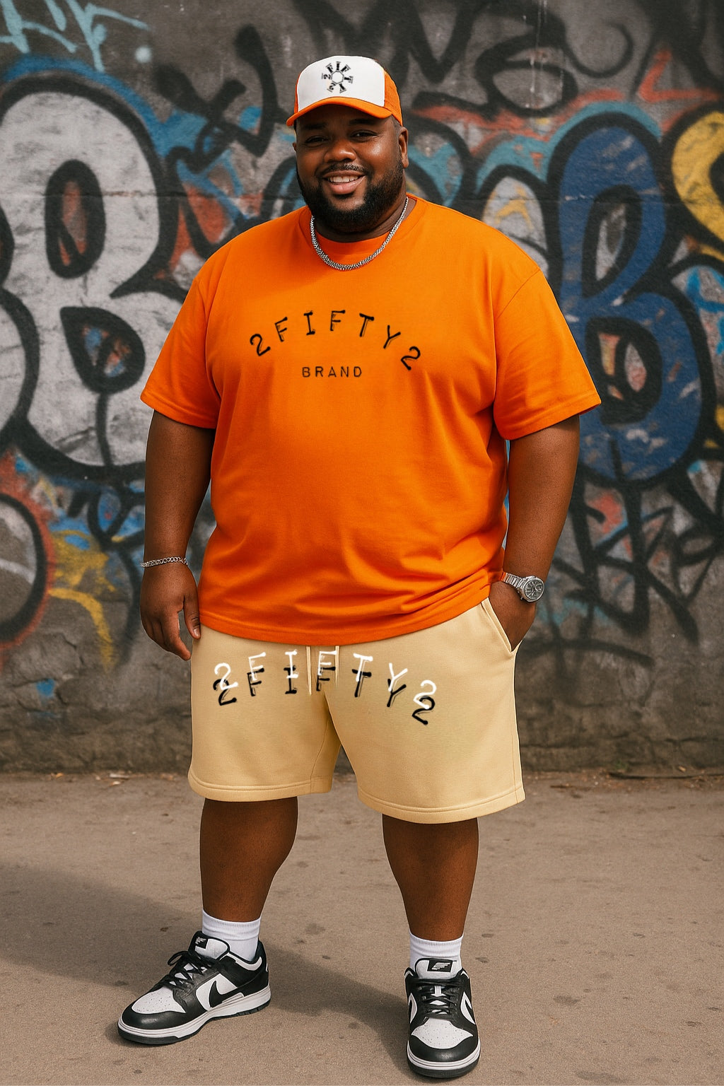 Plus size Men’s 2Fifty2 Brand orange tee