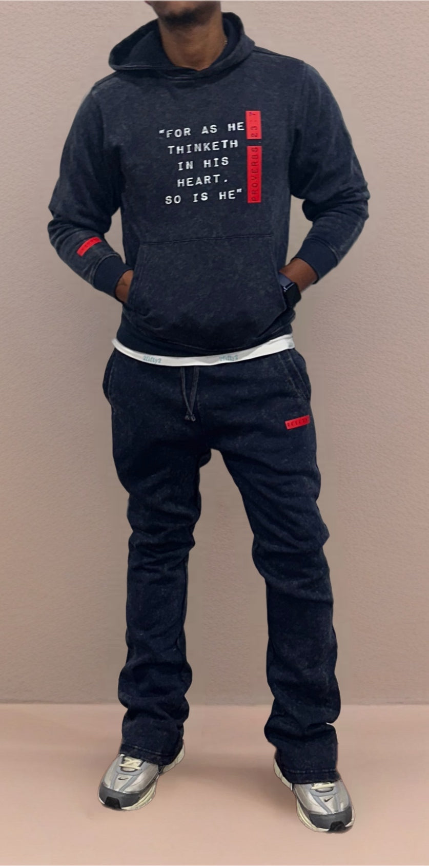 Unisex acid wash stacked pants jogger set by the 2fifty2 brand