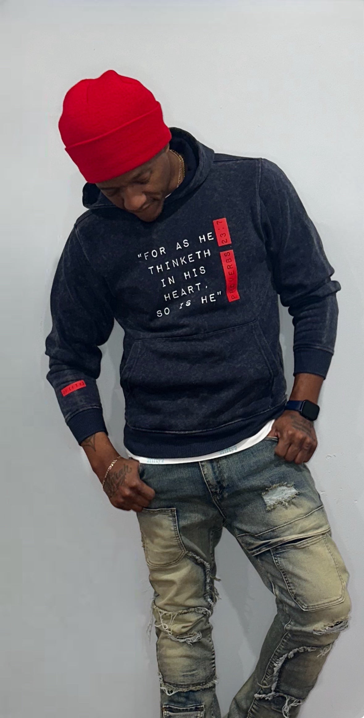 Plus size Unisex acid wash proverbs 23:7 hoodie by the 2fifty2 brand