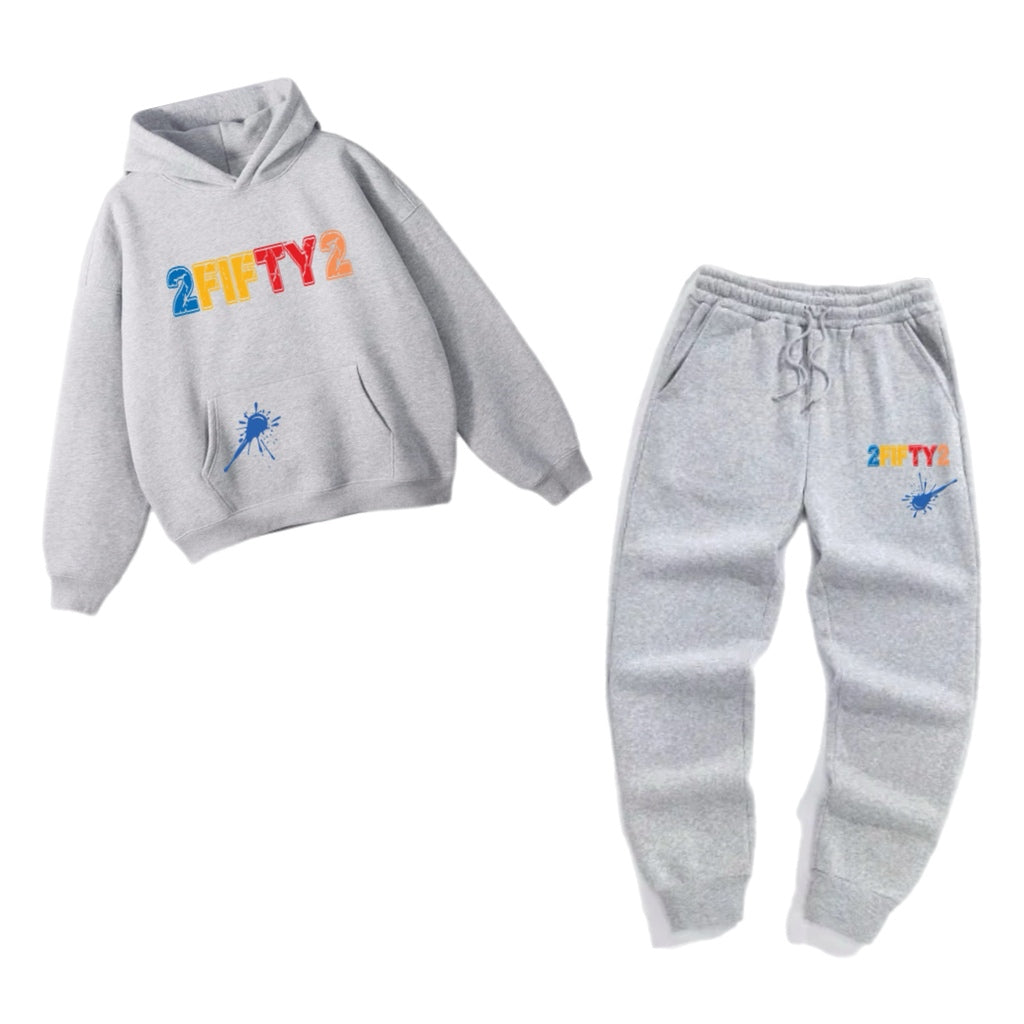 Plus size Men’s joggers set (gray) - 2fifty2