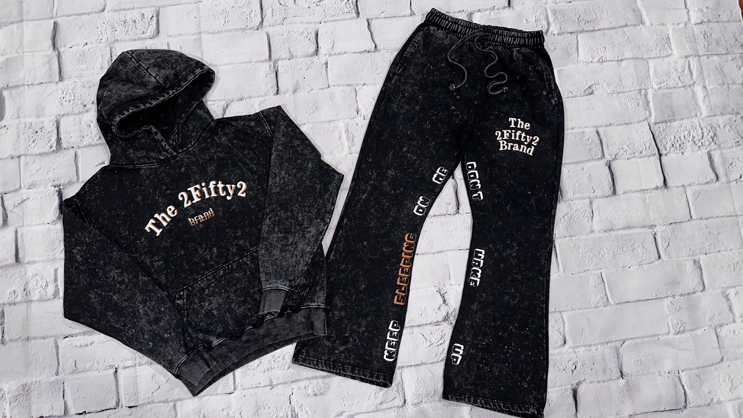 Plus size Unisex acid wash stacked pants jogger set by the 2fifty2 brand
