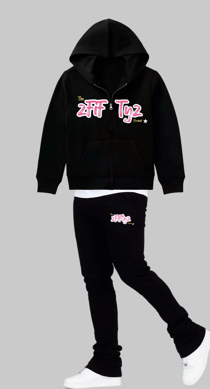 Plus size Men’s flare bottom 2 piece Zip Up Sweatsuit by The 2Fifty2 Brand