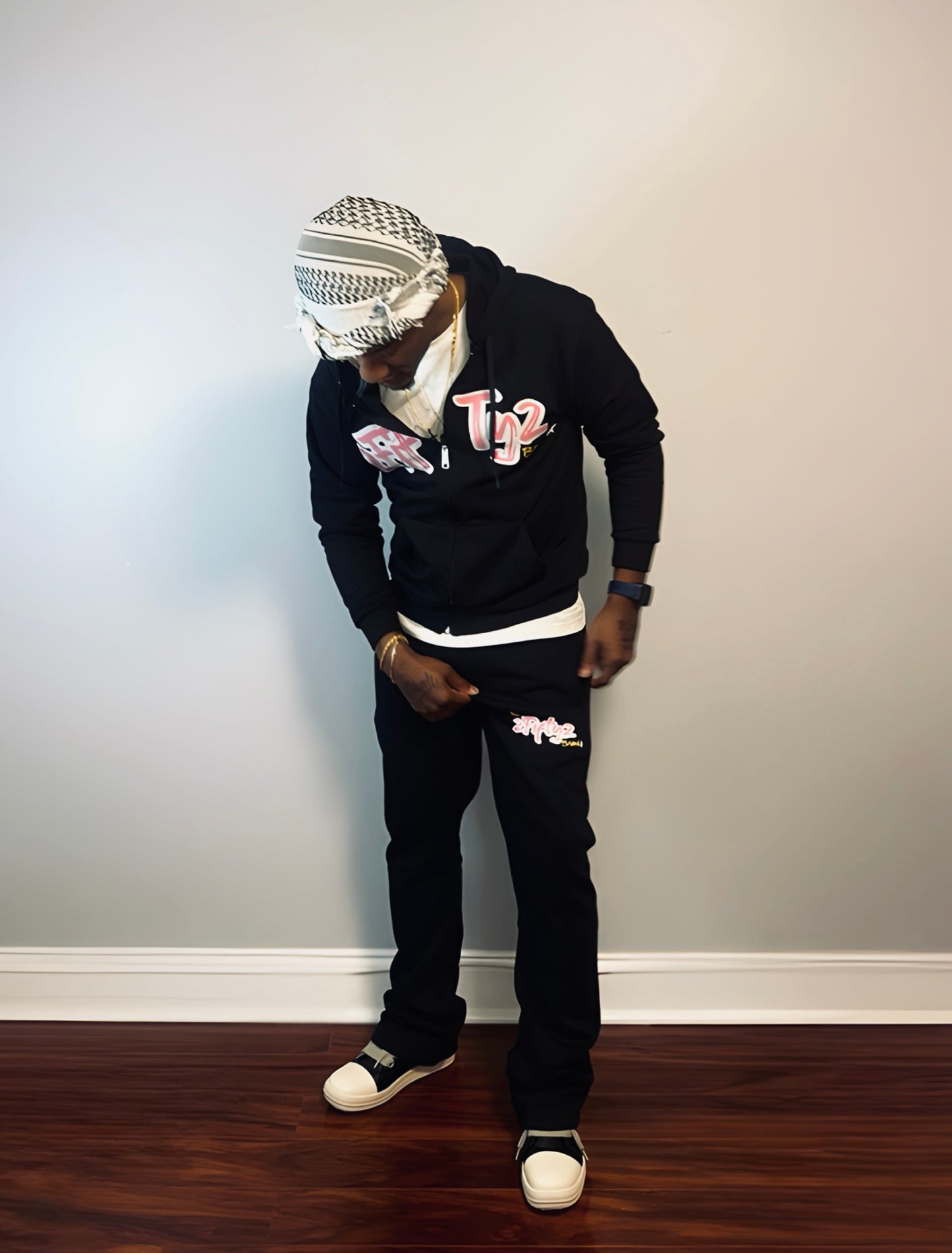 Plus size Men’s flare bottom 2 piece Zip Up Sweatsuit by The 2Fifty2 Brand