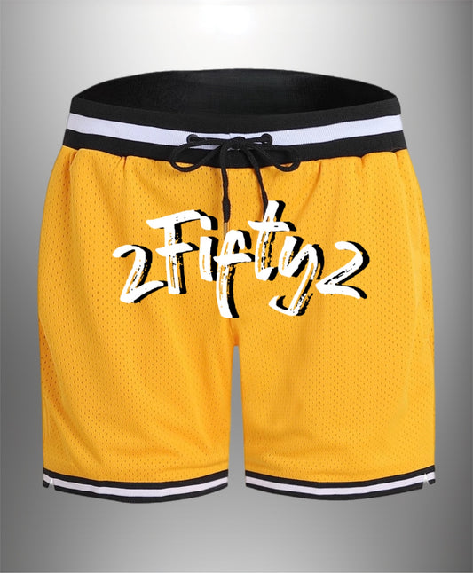 Mens solid yellow basketball shorts by The 2fifty2 Brand