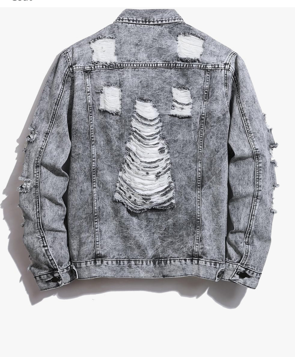 Men’s grey distressed denim jean jacket