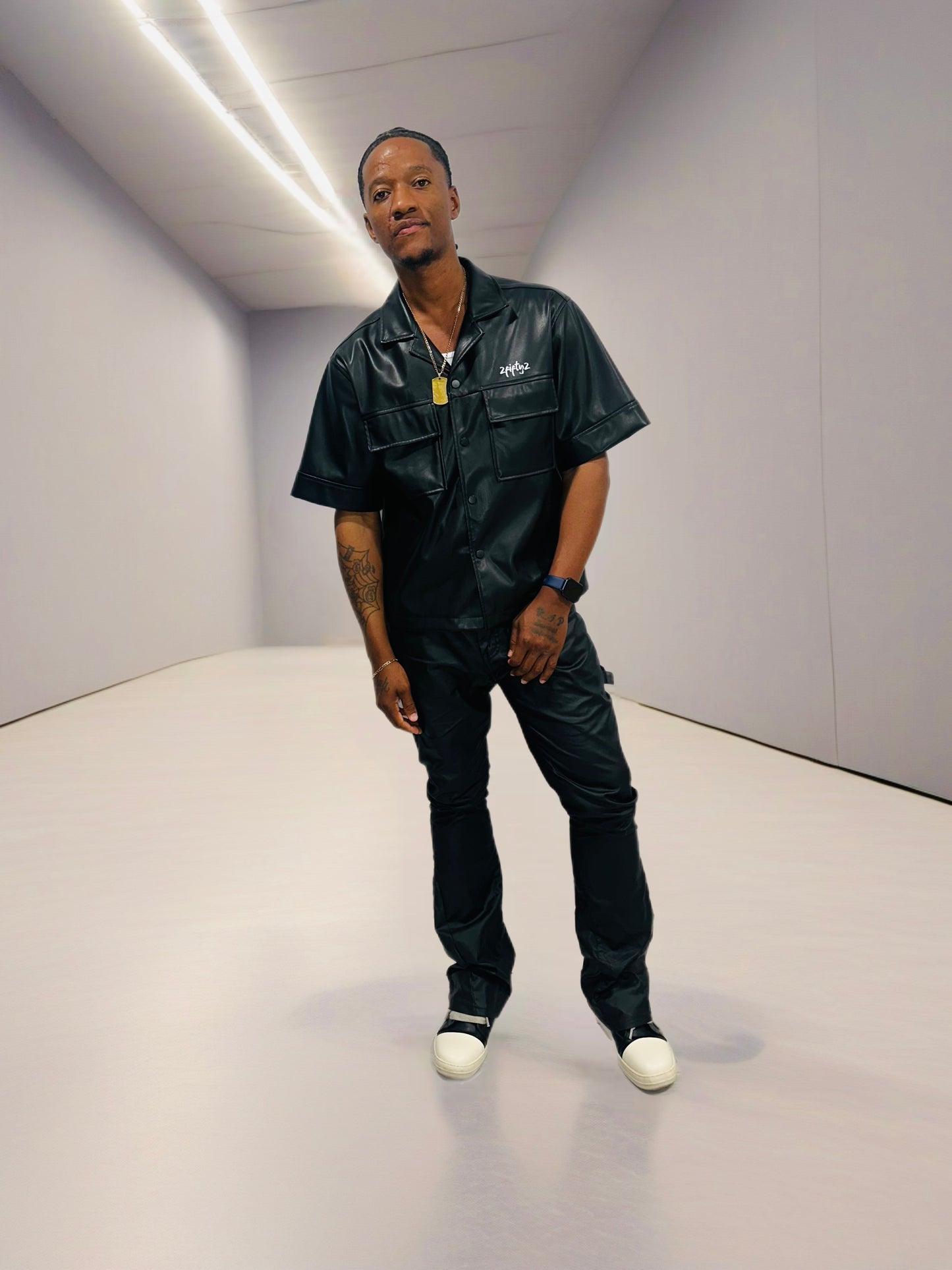 Men’s faux leather button down shirt by 2fifty2