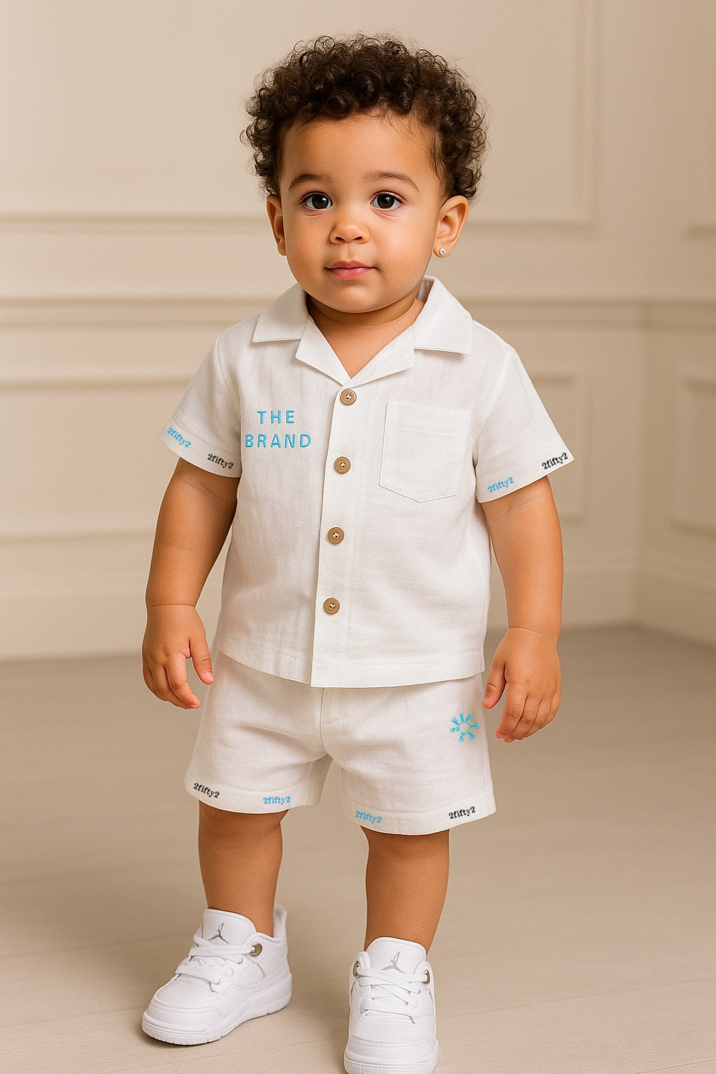 Newborn/infant & toddler linen shorts set by the 2fifty2 brand