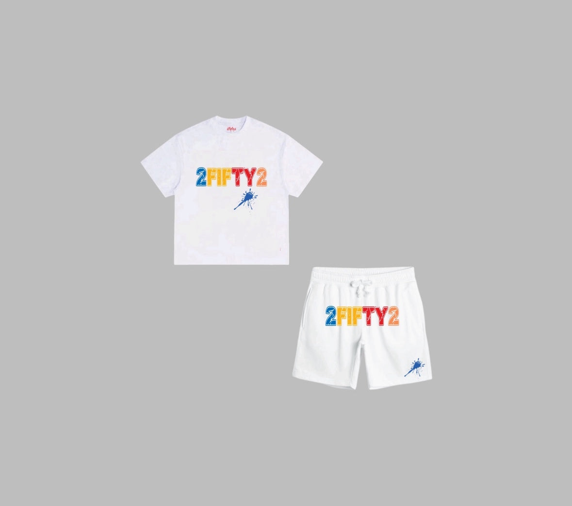 Plus size Men’s white Splash short set by the 2fifty2 brand