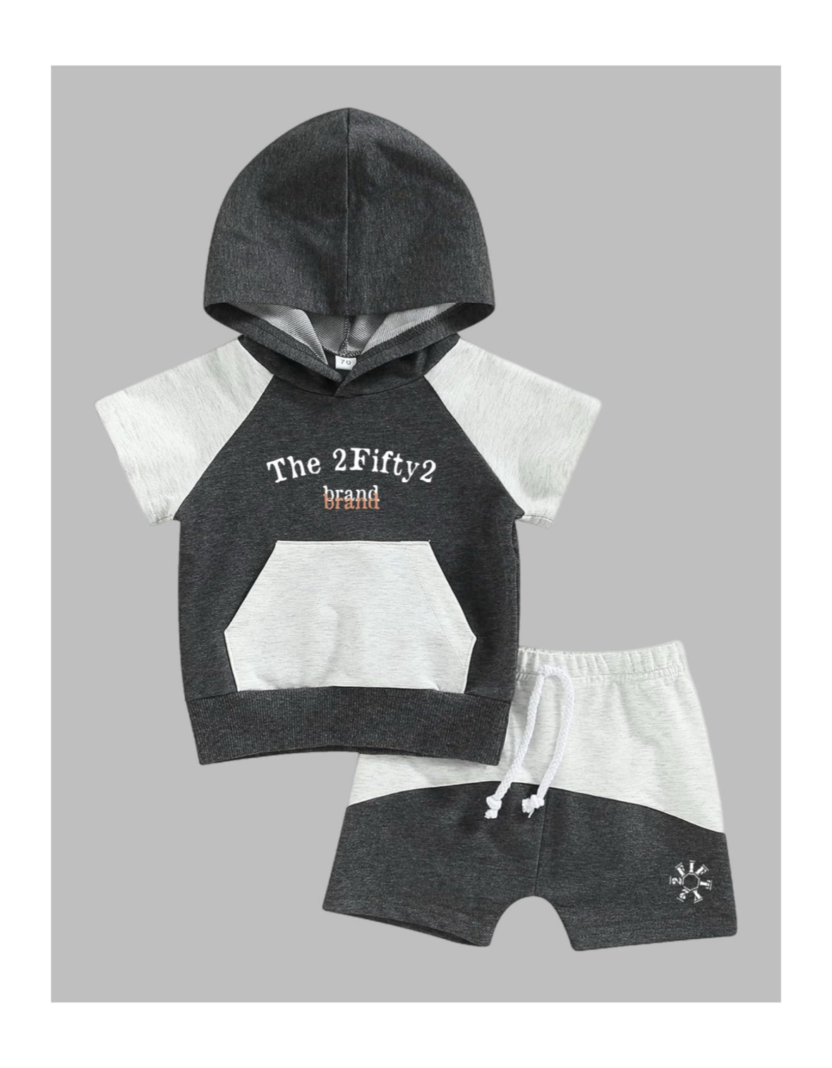 Infant + Newborn 2Fifty2 brand Gray short sleeve hoodie short set