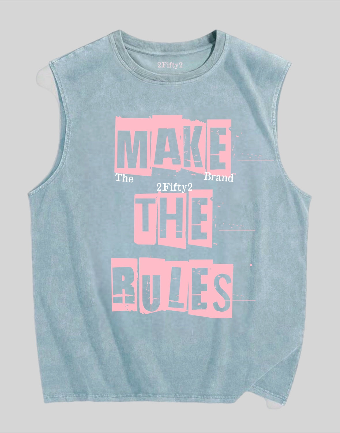 Mens sleeveless acid wash Make The Rules tshirt by 2fifty2 brand