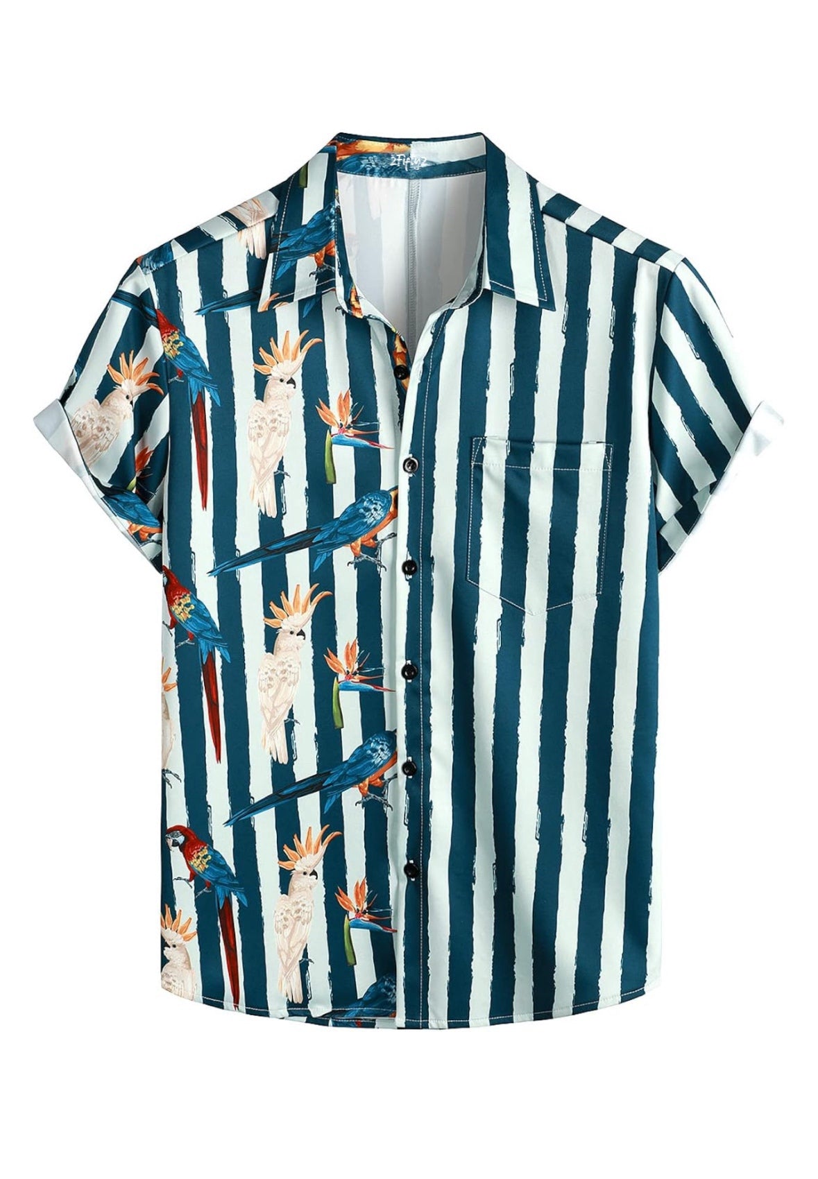 Men’s parrot button down shirt