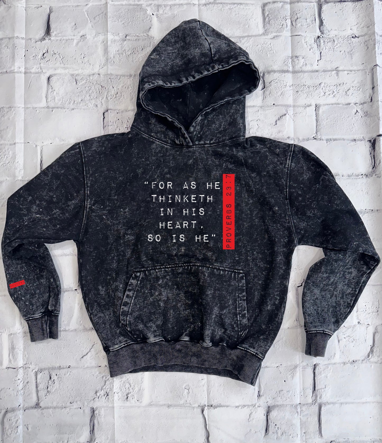 Plus size Unisex acid wash proverbs 23:7 hoodie by the 2fifty2 brand