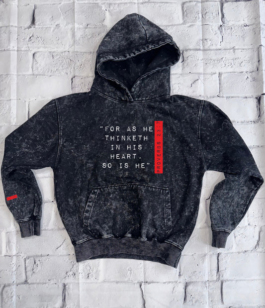 Unisex acid wash proverbs 23:7 hoodie by the 2fifty2 brand