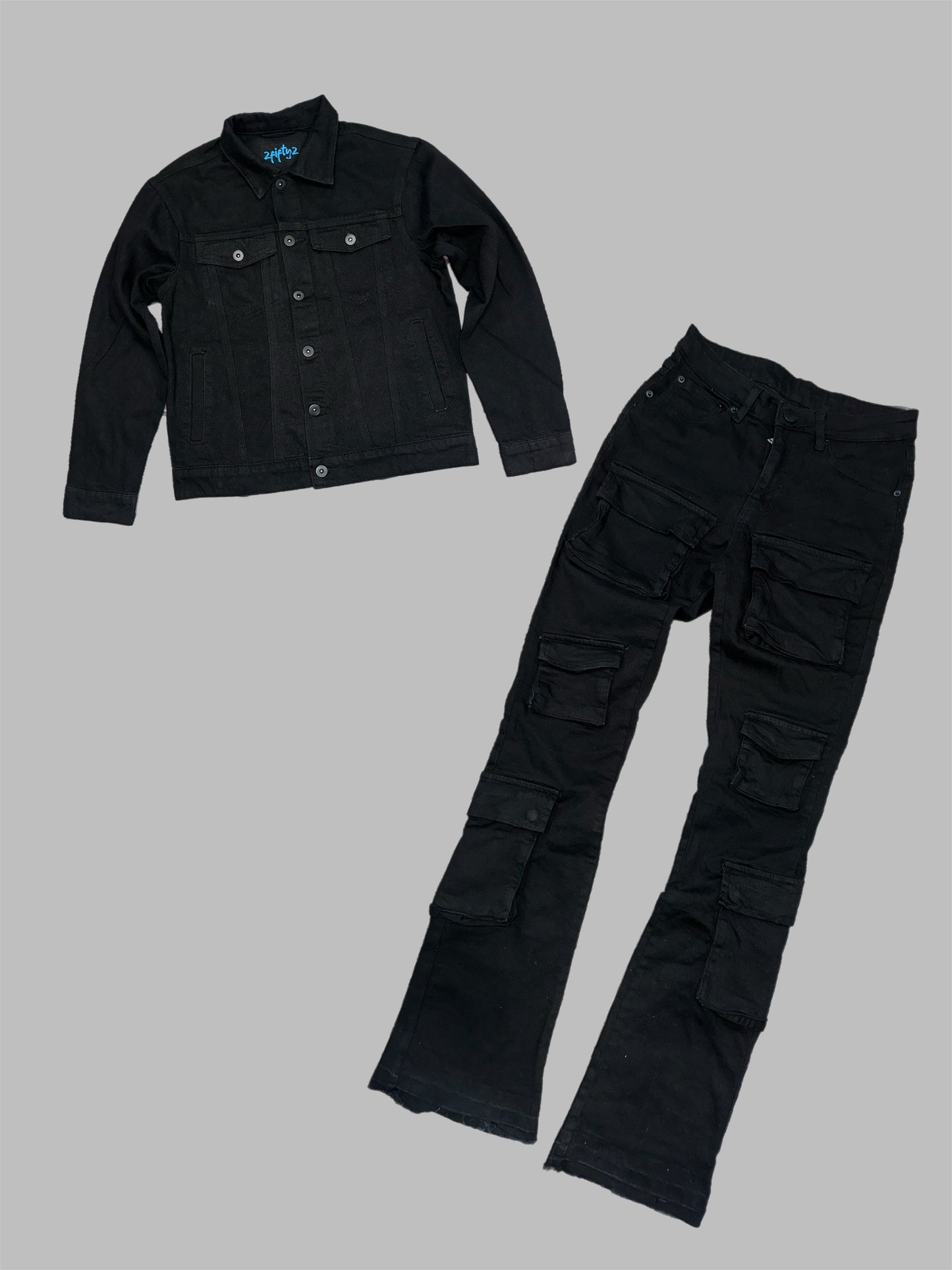 Men’s Jean jacket and stacked cargo pants