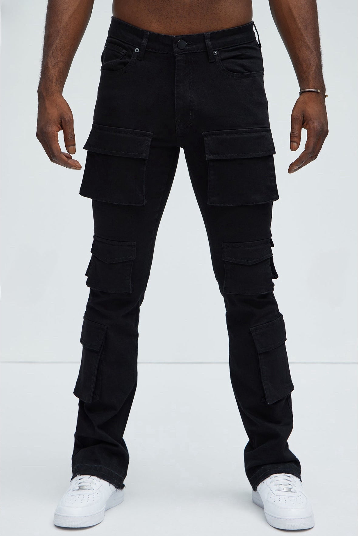 Men’s Jean jacket and stacked cargo pants