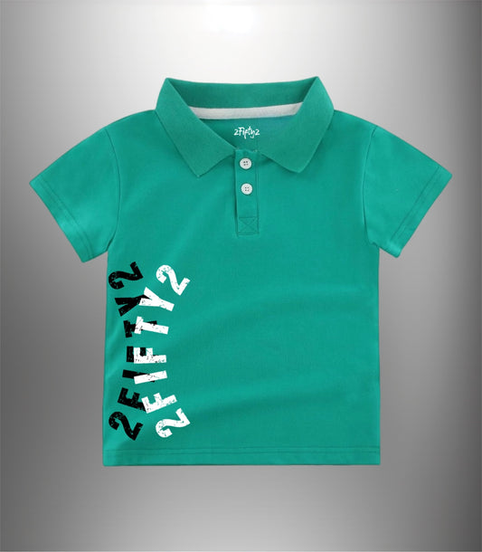 Toddler green button down polo shirt