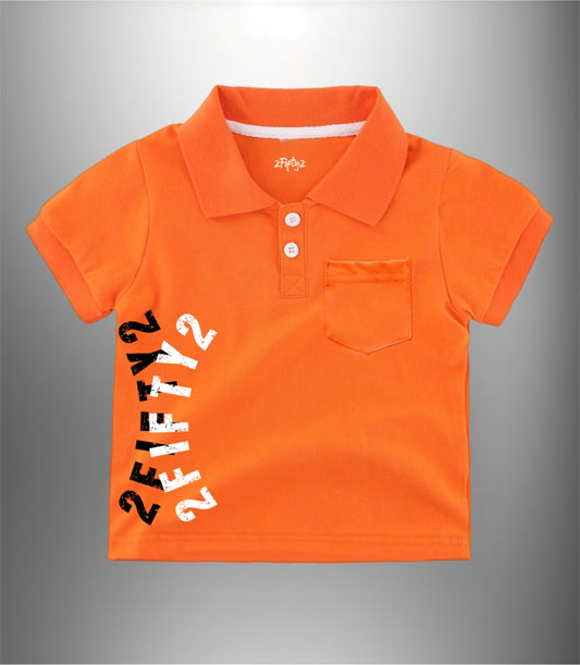 Toddler orange button down polo shirt