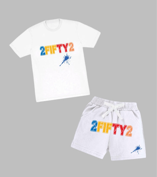 Toddler white splash short set - 2fifty2