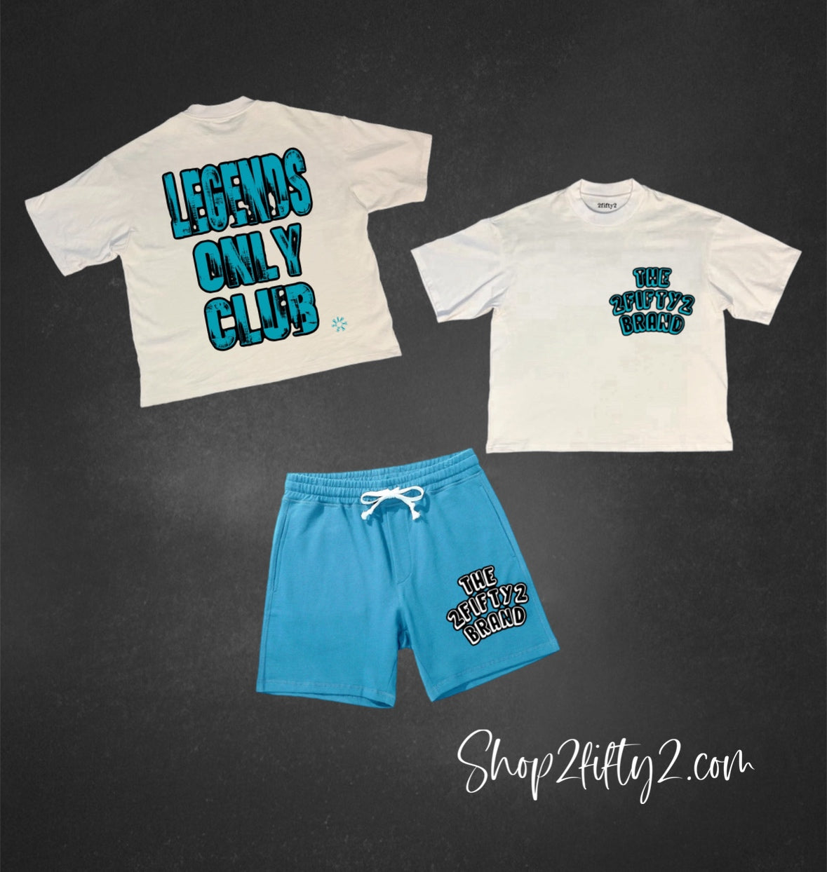 Men’s blue sweat shorts by the 2fifty2 brand