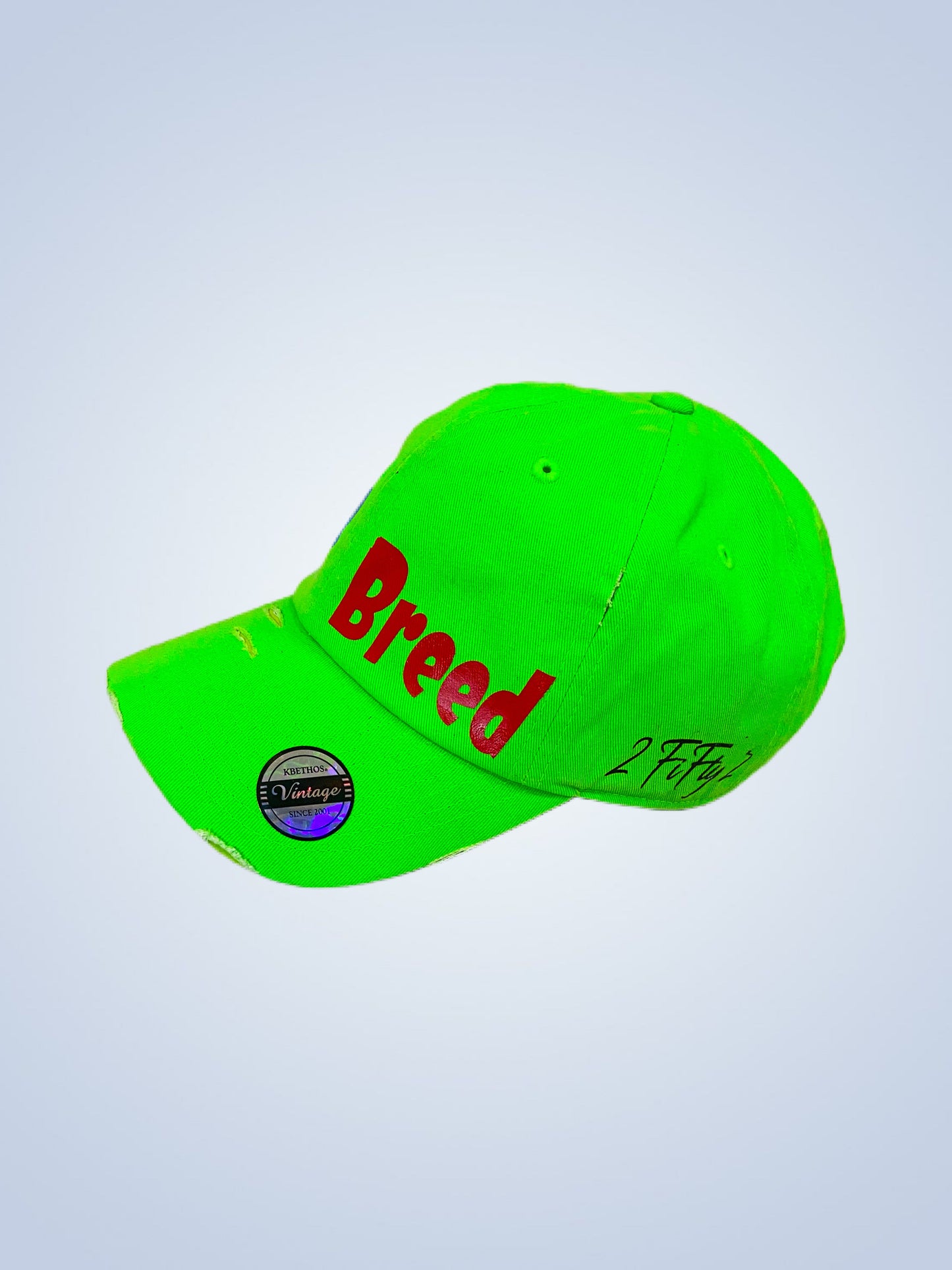 Neon Green Dad hat ( distressed) - 2fifty2