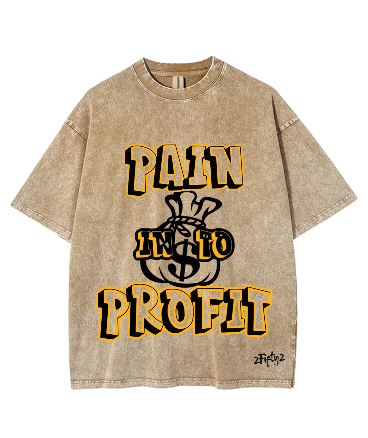 Plus size Heavy weight Acid wash “turn pain into profit” tee shirts