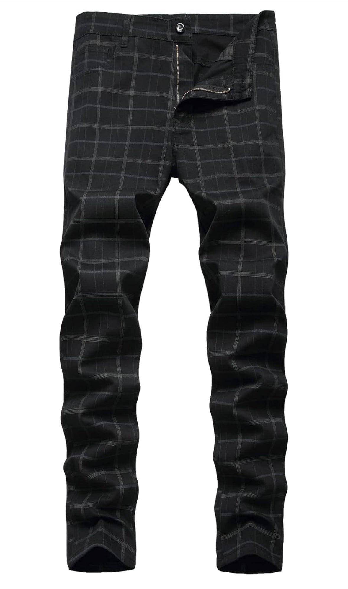 Plaid Slim Fit Dress Pants for Men Tapered Golf Skinny Stretch Chino Pants Mens Casual Slacks Suit Striped Business