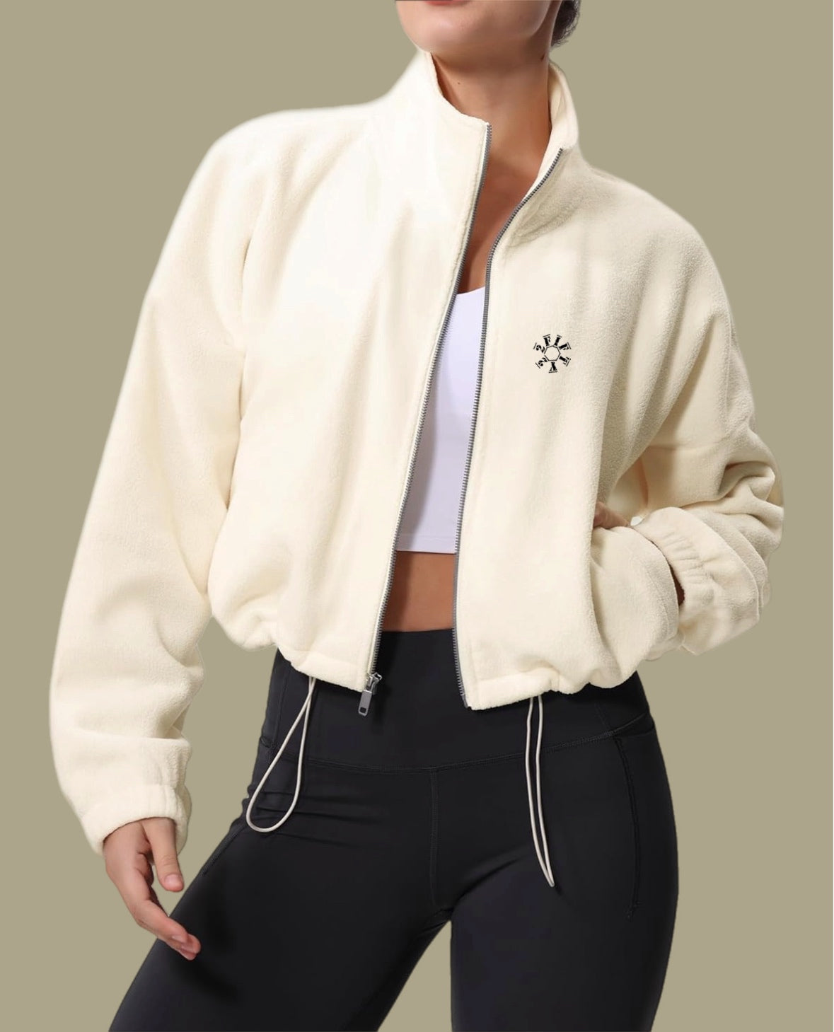 Women’s crop zip up fleece sweater