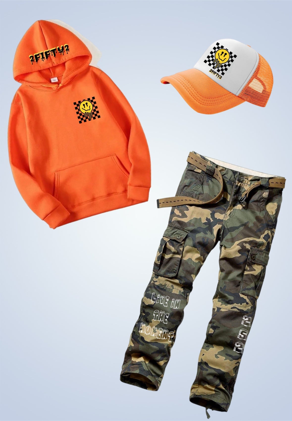 Mens graphic hoodie (orange) - 2fifty2