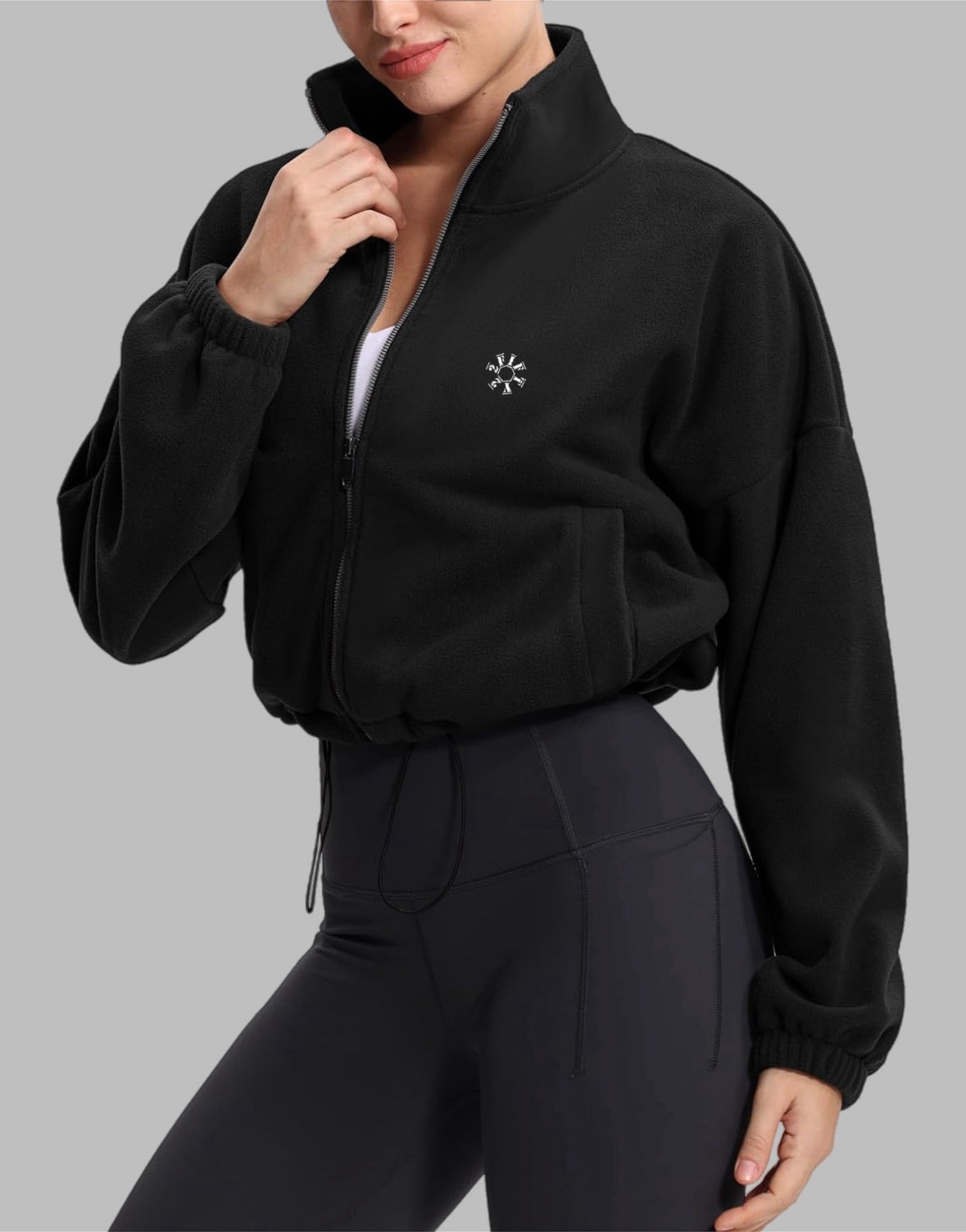 Women’s crop zip up fleece sweater