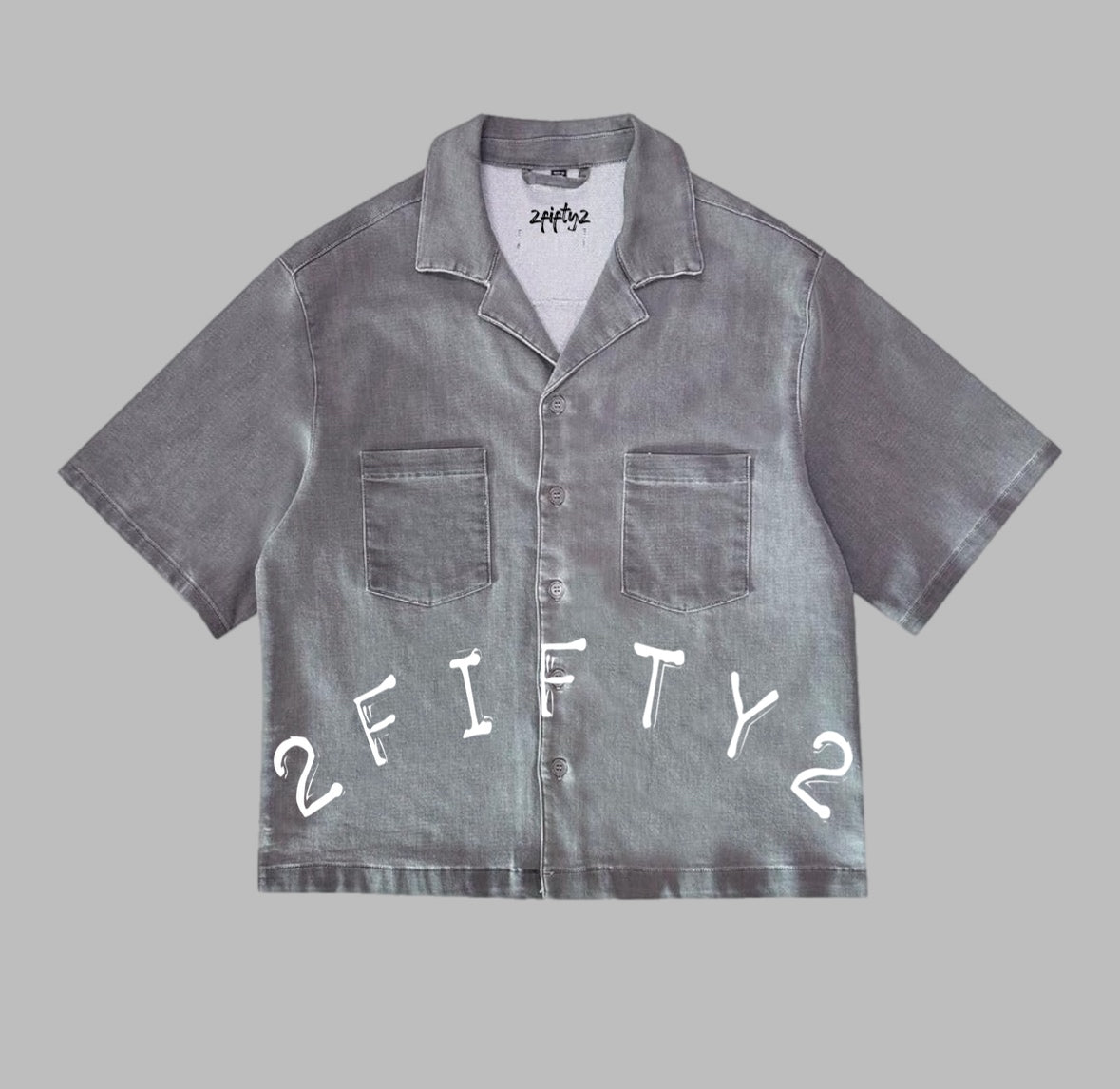 Men’s grey boxy Blue button down shirt by The 2Fifty2 Brand