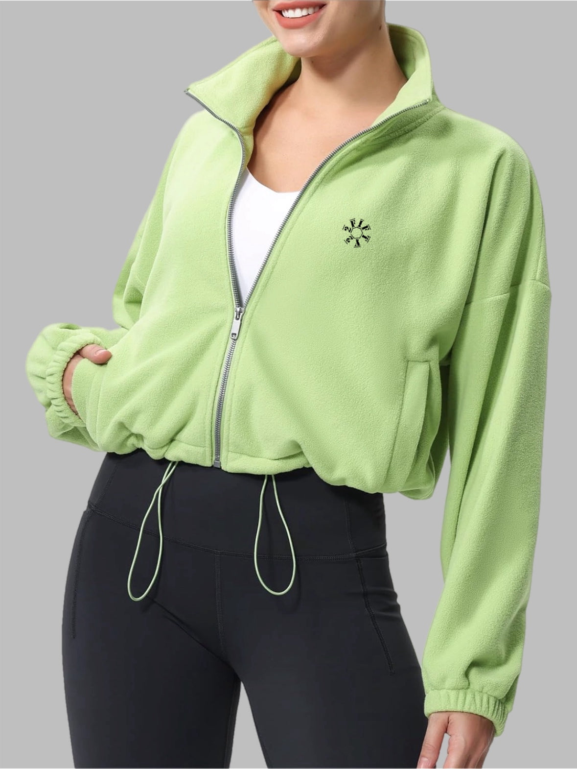 Women’s crop zip up fleece sweater