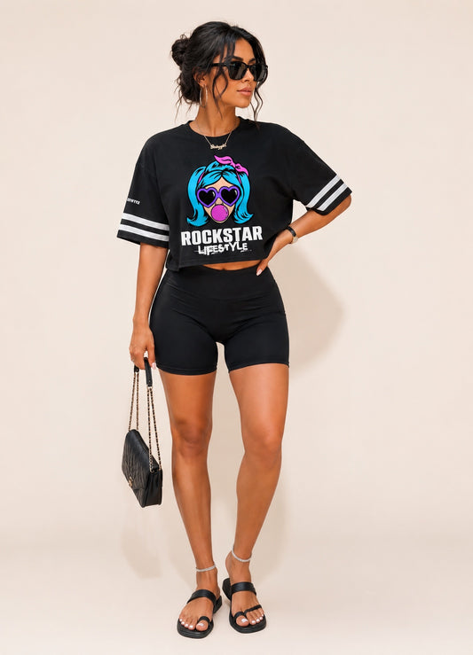 Women’s Rockstar lifestyle half sleeve cropped top t-shirt
