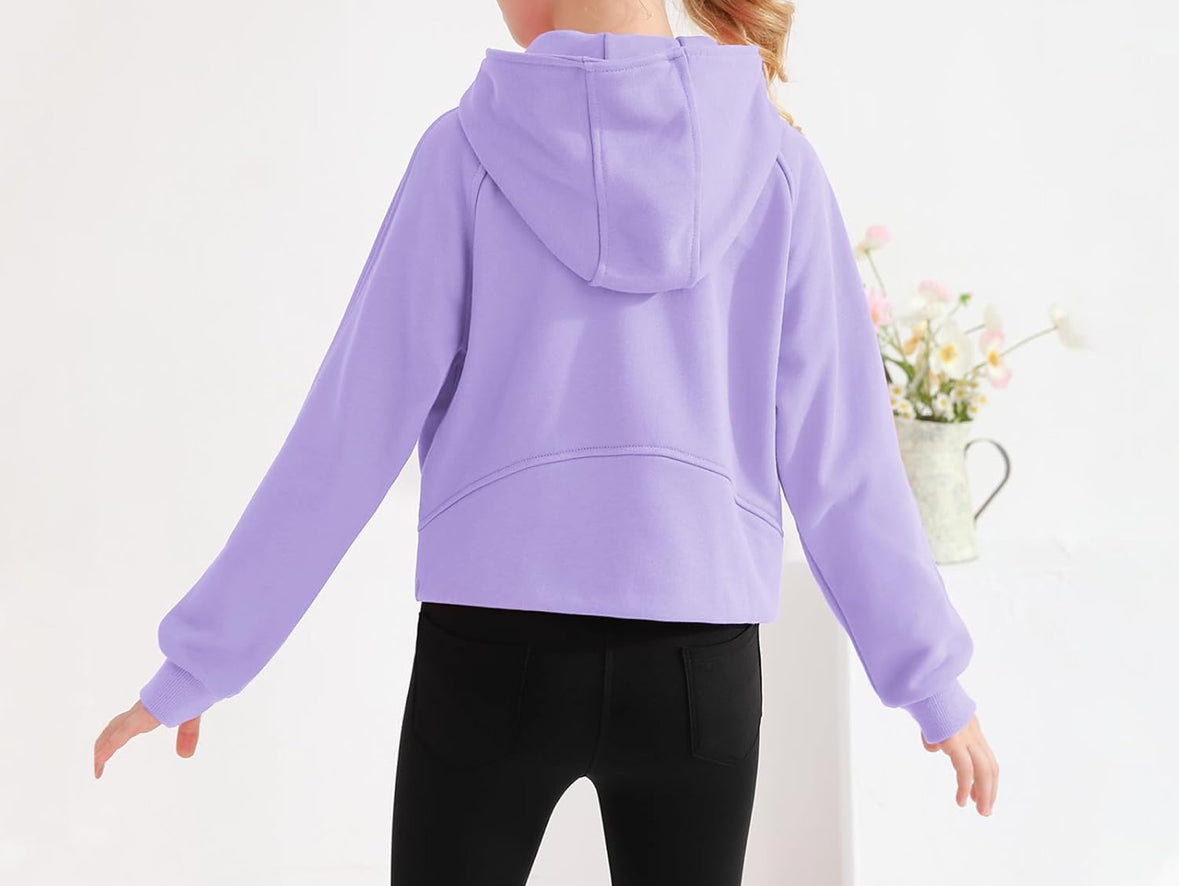 Girls pullover half zipped hoodie