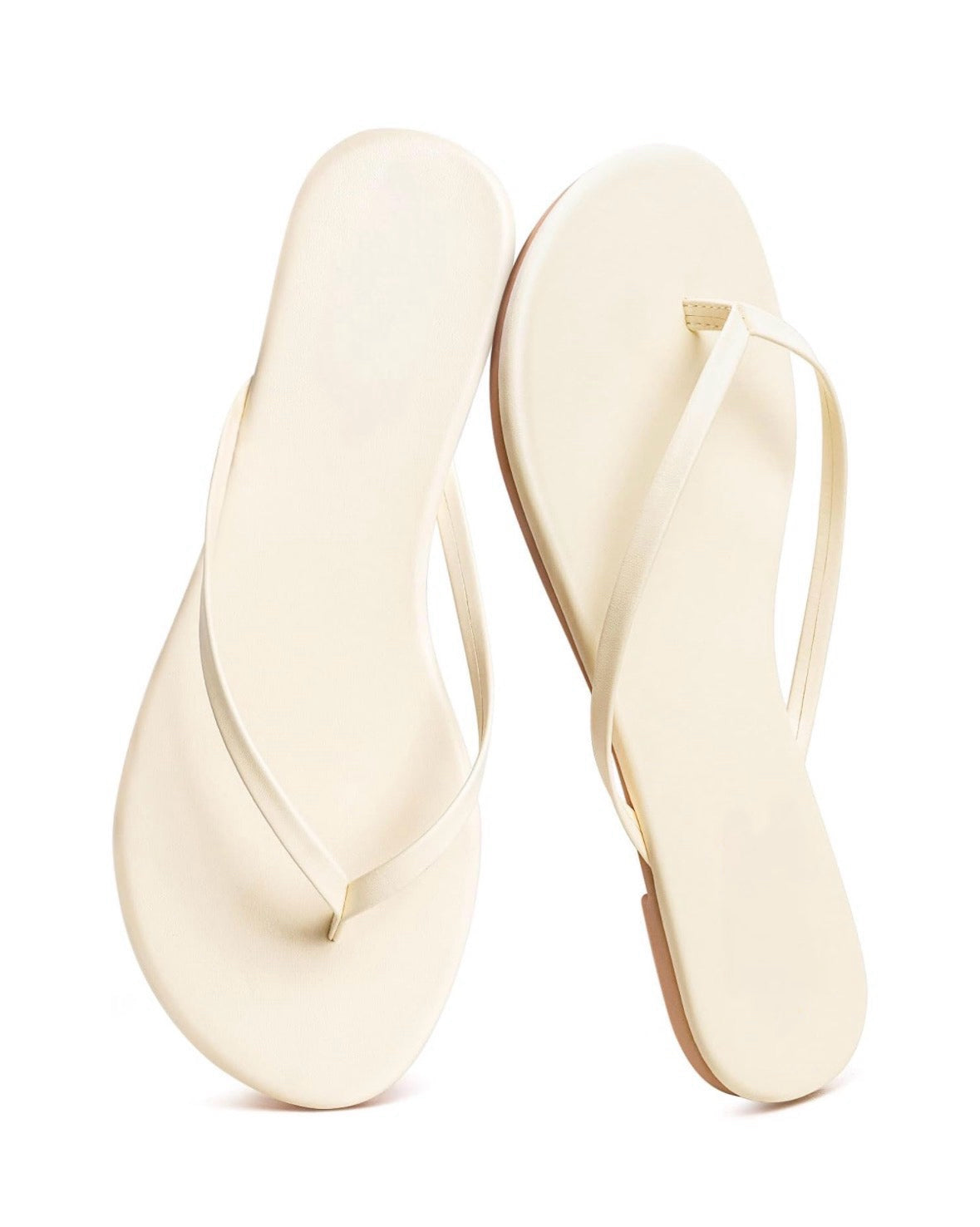 Women’s Thong Slides with Leather, Flat Sandals