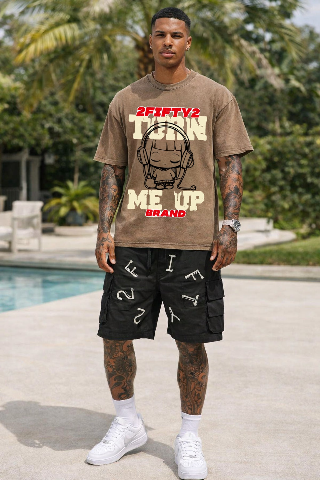 Men’s Turn Me Up Acid wash t-shirt by The 2Fifty2 Brand