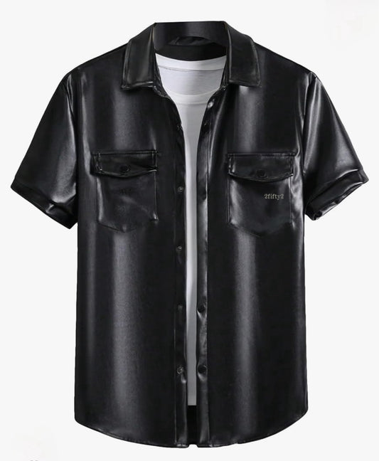 Men’s faux leather button down shirt by 2fifty2