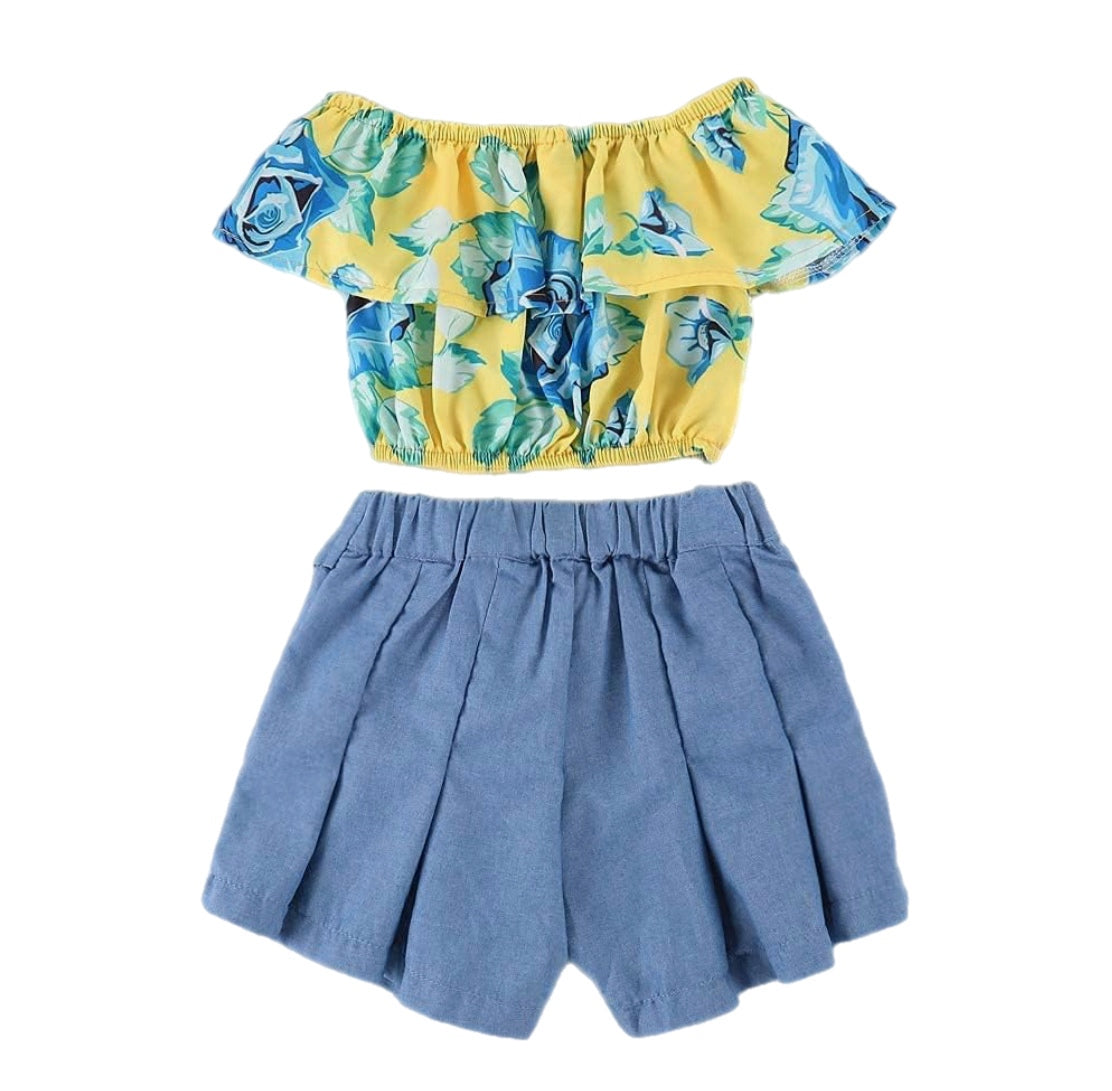 Girls denim shorts skirt set by the 2fifty2 brand