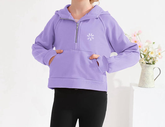 Girls pullover half zipped hoodie