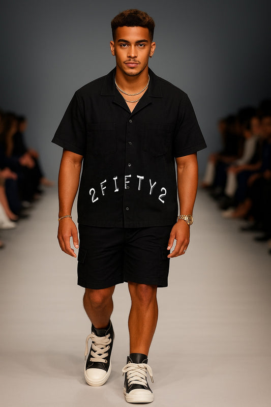 Men’s boxy black button down shirt by The 2Fifty2 Brand