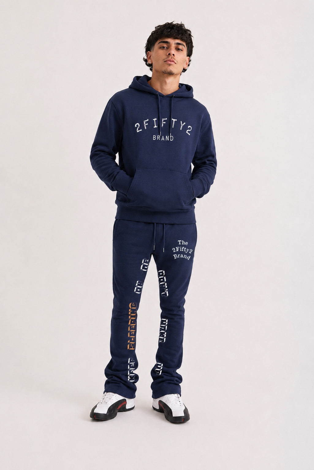 Men’s Flare bottom stacked sweatpants jogger 2 piece sweatsuit by the 2fifty2 brand