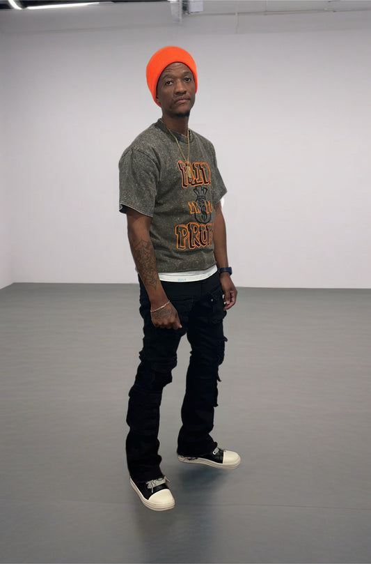 Mens baggy (Green) acid wash boxy tee by the 2fifty brand